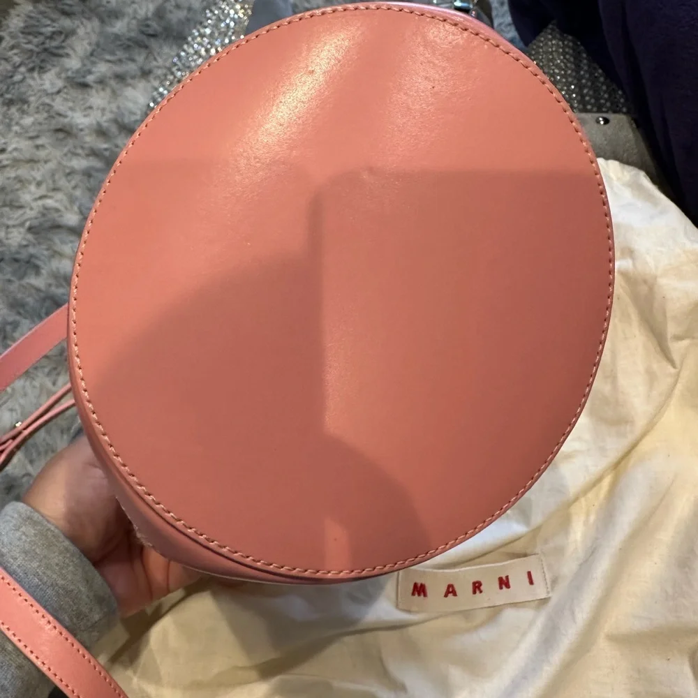 Marni Pink Woven Bucket Tote with Leather Trim - Picture 6 of 15